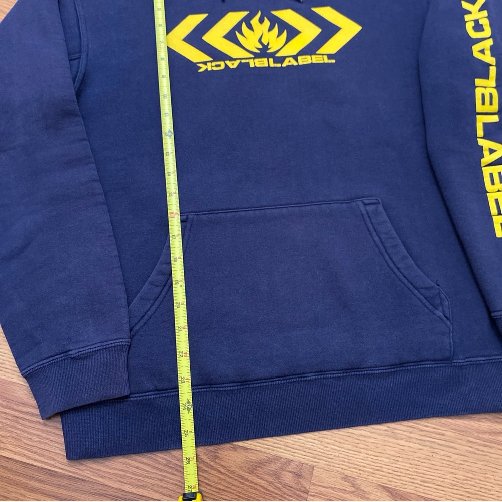 Vintage 90s Black Label Skate Hoodie with Yellow Design Size S USA Made Grunge - Picture 5 of 7